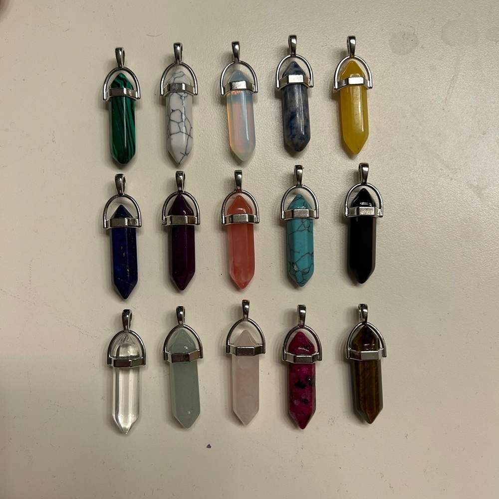 15 Piece Hexagonal Crystal Necklace Charms